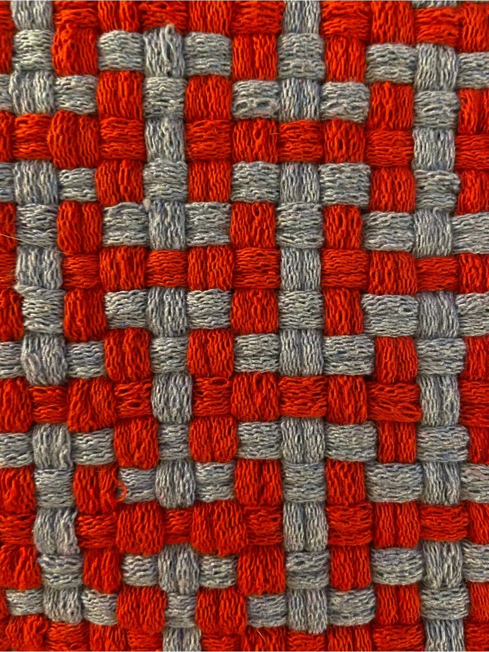 Handcrafted Red and Gray Woven Pot Holder
